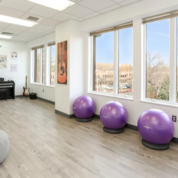 Yoga balls on the floor at nrc.