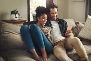 Couple researching addiction treatment program options in Northern Virginia together at home. Couple researching addiction treatment program options in Northern Virginia together at home.